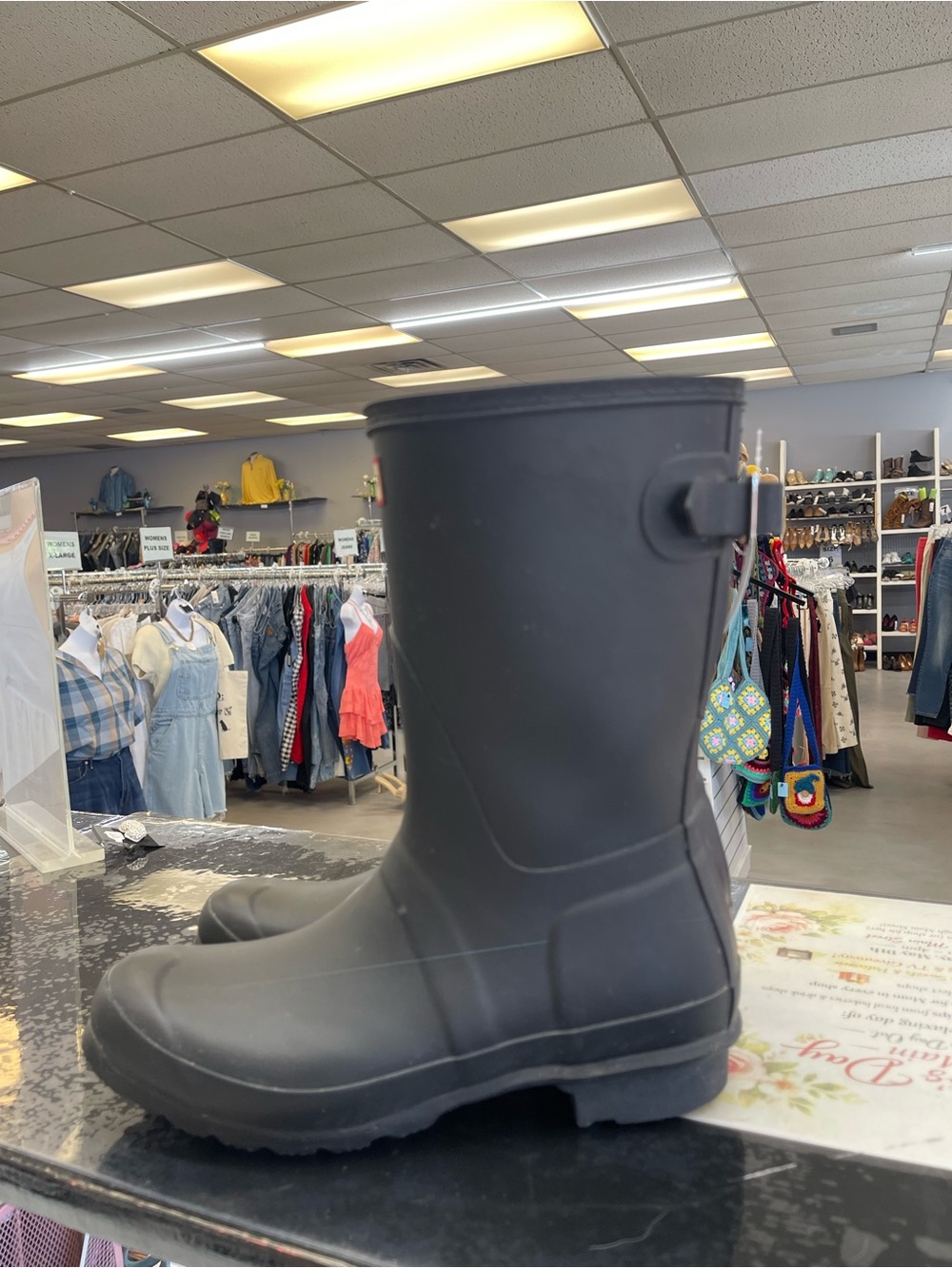 Hunter Matte Black Women's Rain Boots - Picture 3 of 6